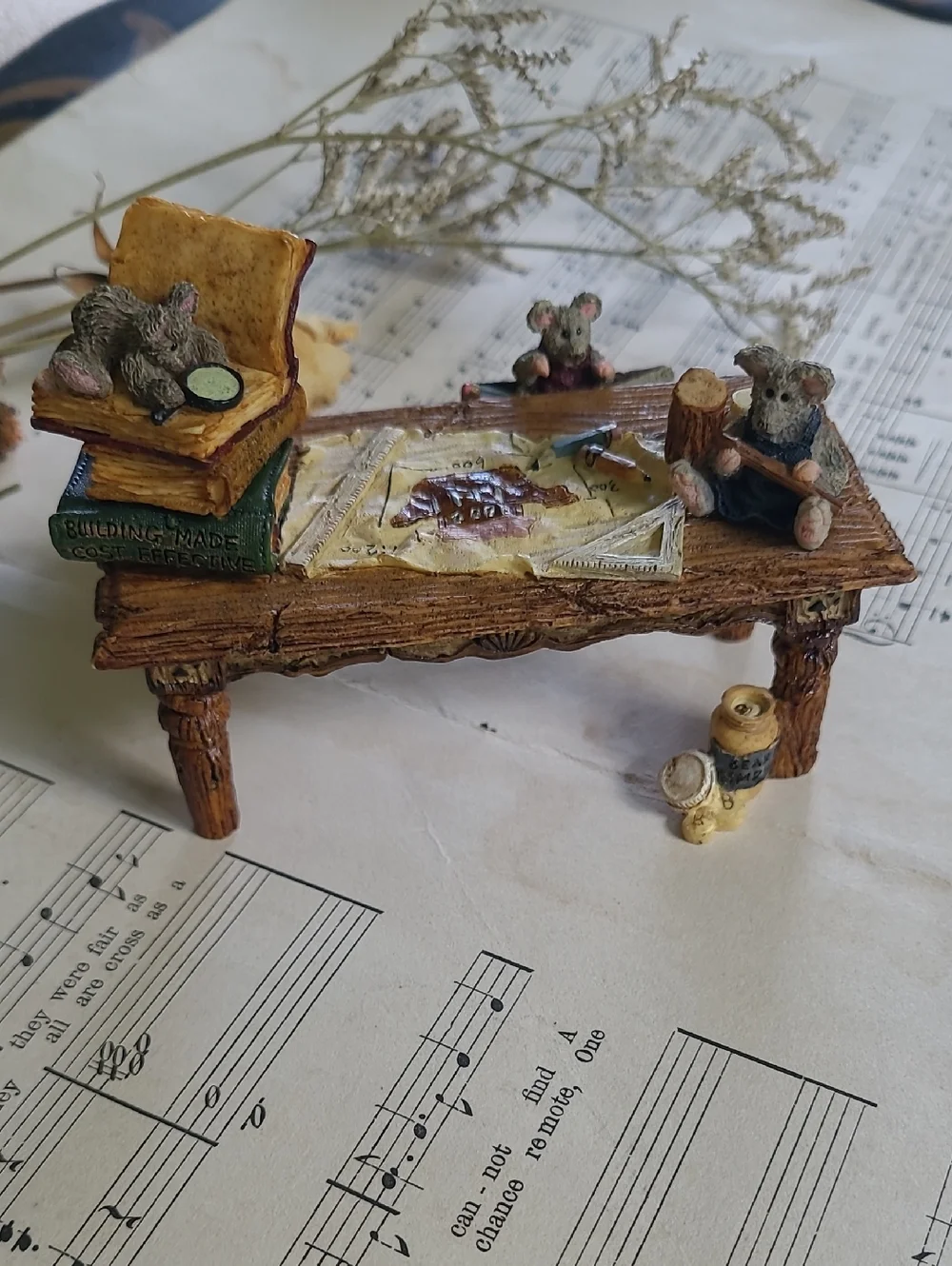 Vintage 1998 Boyds Bears Genius At Work Table Ark Builder Desk Signed 8E/5634